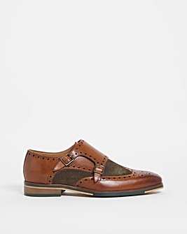 Joe Browns Leather Patch Monk Shoe Wide Fit