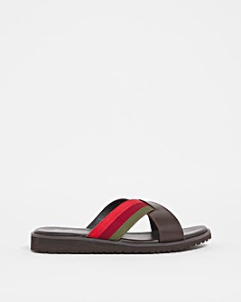 Joe Browns Leather Slide With Stipe Detail Wide Fit