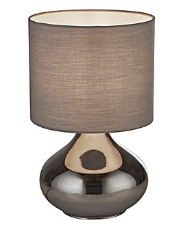 Smokey Glass Base Table Lamp with Grey Shade