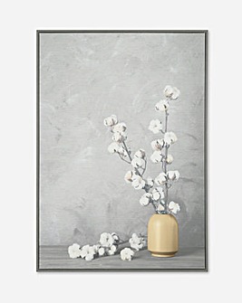 Cotton Flower Sprigs Framed Canvas