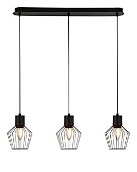 3LT Bar Pendant with Metal Cage Shades