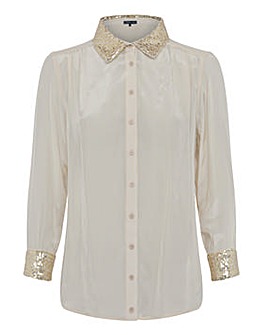 French Connection Gold Sequin Blouse