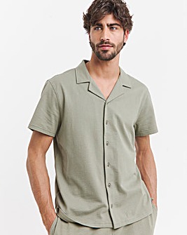 Seersucker Revere Collar Jersey Shirt