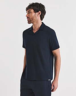 Folio Cotton Rich Revere Smart Interlock Polo- Navy