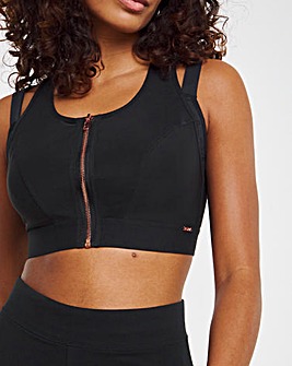 Figleaves Two Layer Zip Front Sports Bra B-F - Black