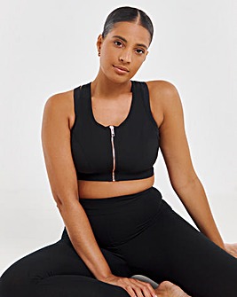 Figleaves Two Layer Zip Front Sports Bra B-F - Black