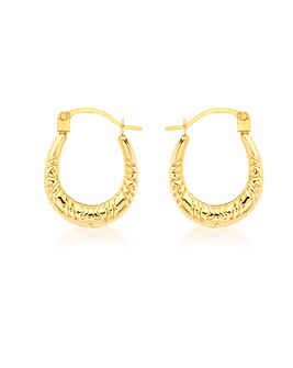 9ct Gold Patterned Creole Earrings