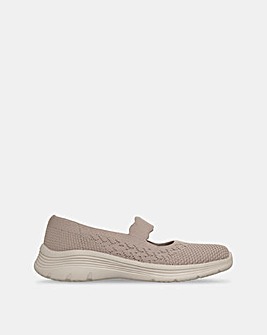 Skechers Taupe Bedford Slip On Mary Jane Shoes - Standard Fit (D)