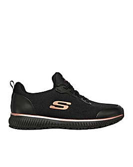 Skechers Black and Rose Gold Squad Work Wear Shoes