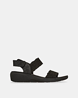 Skechers Arya Glitter Knit Sling Back Black Sandals - Standard Fit (D)