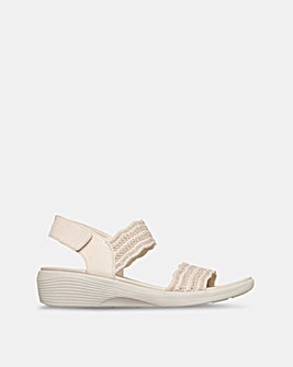 Skechers Arya Glitter Knit Sling Back White Sandals - Standard Fit (D)