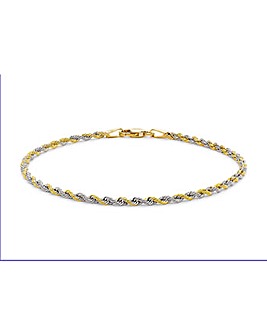 9 Carat 2-Tone Gold Rope Chain Bracelet