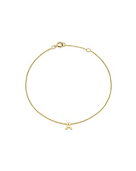 9 Carat Gold A-Z Initial Bracelet