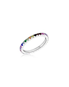 Sterling Silver Colourful CZ Band Ring