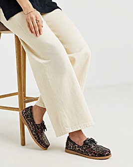 Heavenly Feet Leopard Print Boat Shoes - Wide Fit (E)