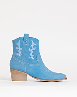 Joe Browns Embroidered Suede Cowboy Boot Extra Wide Fit