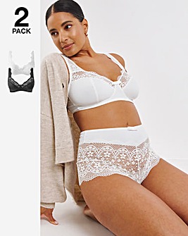 Pretty Secrets 2 Pack Lottie Lace Black/White Non Wired Bras B-F