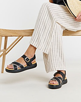 Heavenly Feet Dina Stitch Detail Buckle Sandals - Extra Wide Fit (EEE)