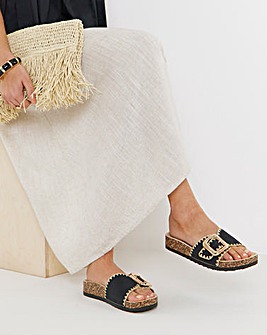 Heavenly Feet Reed Stitch Detail Sandals - Wide Fit (E)