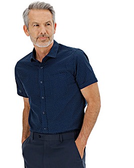 Navy Polka Dot Short Sleeve Shirt Long