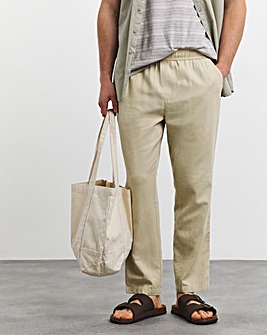 Linen Blend Tapered Elasticated Trouser