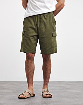 Linen Blend Elasticated Cargo Short