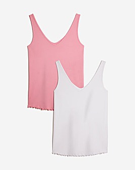 2 Pack Pink & White Multiwear Vest Tops