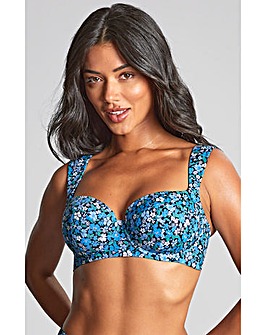 Panache Bette Balcony Wired Wide Strap Bikini Top Blue Posy Print