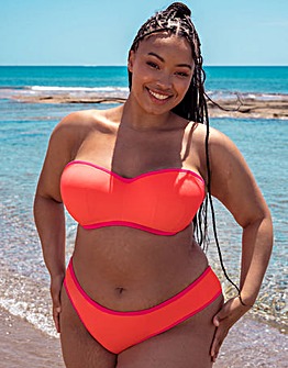 Curvy Kate Minimalist Bandeau Strapless Multiway Wired Bikini Top Coral/Pink