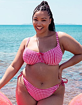 Curvy Kate Holiday Check Tie Side Bikini Brief Raspberry Pink