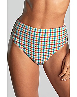 Panache High Waist Bikini Brief Seersucker Check
