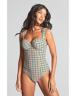 Panache Monica Balcony Wired Wide Strap Swimsuit Seersucker Check