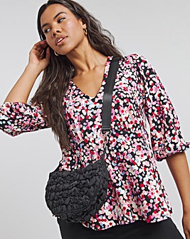 Spot Print Supersoft V Neck Relaxed Top