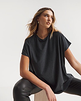 Charcoal Oversized Slouchy Dip Back Tee
