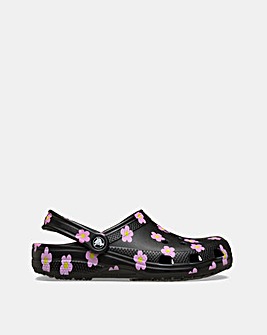 Crocs Black/Pink Classic Flower Clog - Standard Fit