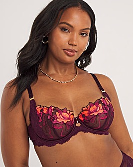 Buy Ann Summers Red Nightfall Floral Lace Padded Plunge Bra from