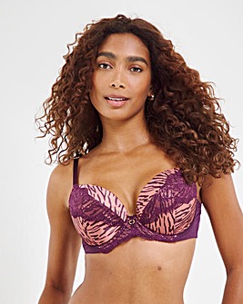 Ann Summers Infatuation DD+ Plunge Wired Bra Purple Brown