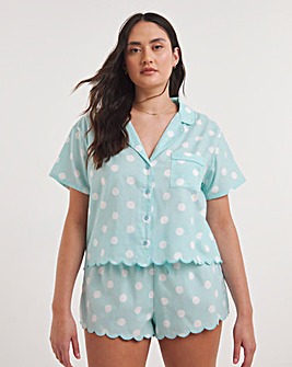 Boux Avenue Cotton Spot Scallop Top and Shorts Pyjama Set