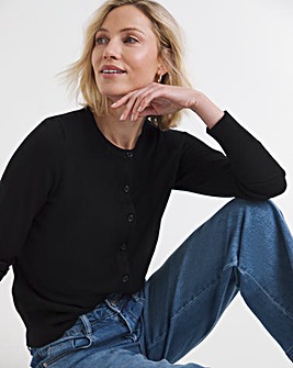 Black Crew Neck Cardigan