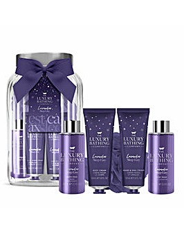 The Luxury Bathing Company Lavender Glass Jar Gift Set