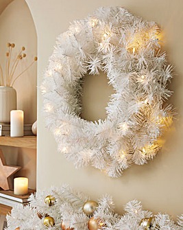 Montana White Shimmer Pre-Lit Wreath