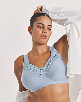 Miss Mary of Sweden Broderie Anglaise Cotton Non Wired Bra Blue