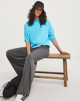 Turquoise 3/4 Sleeve Longline Sweatshirt