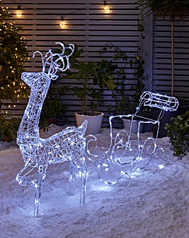 Outdoor Christmas Reindeer & Sleigh - 90cm