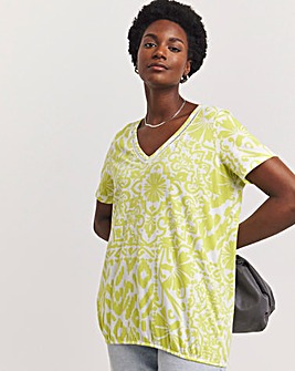 Lime Print Short Sleeve Bubble Hem Top