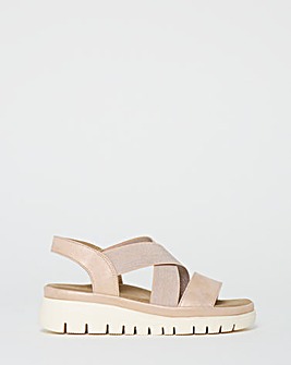 Cushion Walk Rose Gold Shimmer Stretch Strap Flatforms - Wide Fit (E)