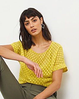 Chartreuse Textured Spot Boxy Top With Cami