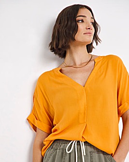 Orange Short Sleeve Crinkle Top
