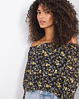 Yellow floral best sale bardot top