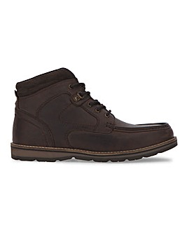 Dark Brown Leather Worker Boot Wide